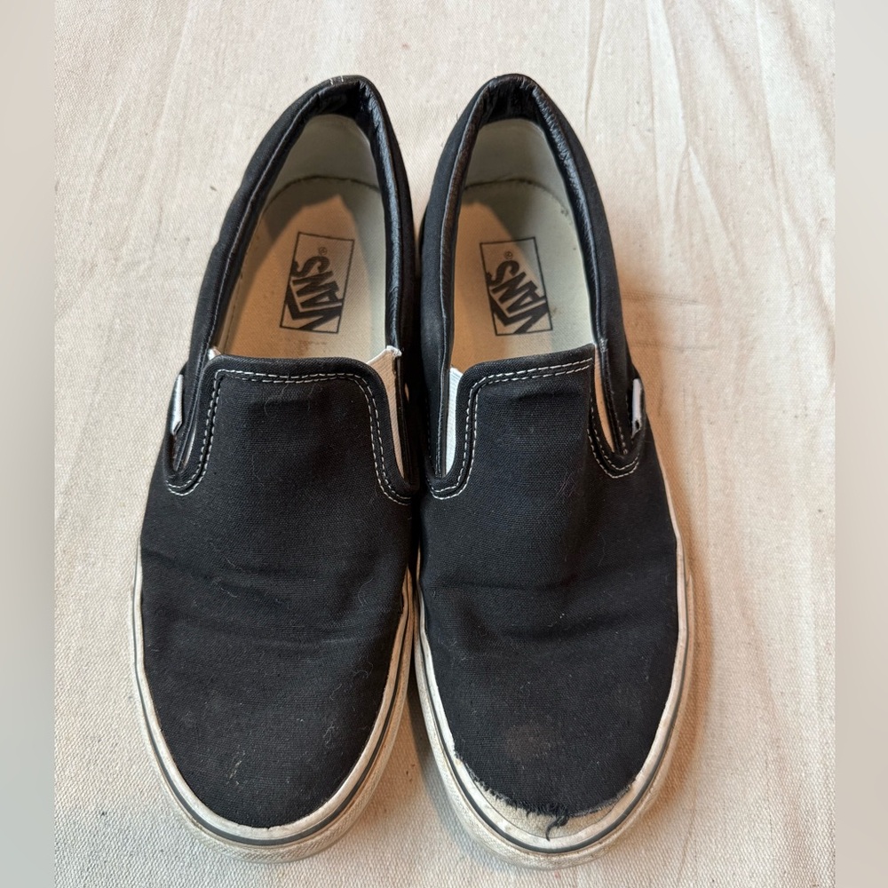 Vans size 10 black slip on